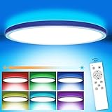 MILFECH 24W LED Deckenleuchte Dimmbar mit Fernbedienung, Deckenlampe RGB Farbwechsel 3200LM IP54...