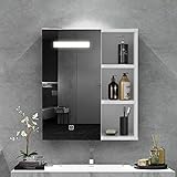 OFCASA Badezimmer-Spiegelschrank mit 1 Tür, mit LED-Lichtern, Wandmontage, Aufbewahrungsschrank mit...