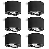 6 Stück linovum LED Aufbauspot SMOL schwarz - flach & schwenkbar - Aufputzleuchte Deckenspot inkl...