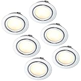 HCFEI 6er Set LED Slim Möbel Einbaustrahler | Chrom glänzend | 230V 3W | Warmweiß 3000K |...