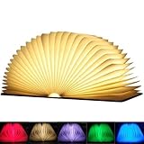 EasyULT Hölzerne Faltende Buch Lampe, 6 Modes Mini LED Buchlampe Stimmungslicht Dekorative Buch...