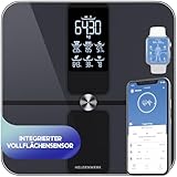 HELDENWERK Personenwaage Körperfettwaage, Waage Personen mit App & Vollflächensensor 180 kg/400...