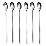 GRÄWE Latte Macchiato Löffel Set, Silber, 6-teilig, 22 cm, Lange Löffel, Cocktaillöffel,...