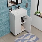 Mineralguss Waschbecken mit Unterschrank 46x85x28 cm (BxHxT) Lerma, Badezimmerschrank Stehend,...