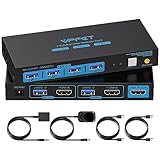 USB 3.0 HDMI KVM Switch 2 PC 1 Monitore 4K60Hz KVM-Switches für 2 Computer...