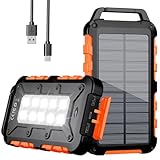 Solar Powerbank Outdoor 26800mAh, PD15W Tragbare Solar Ladegerät mit Solarpanel USB C Externer Akku...