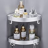 GERUIKE Duschablage Ohne Bohren,Duschregal Ohne Bohren, Silber Eckregal, Duscheckregal, Duschkorb,...