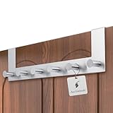 Türgarderobe zum Einhängen – Türhakenleiste mit 6 Haken – Weiß – Türhaken für...
