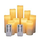 Hanzim LED Kerzen Set von 9 Flammenlose Kerzen Batteriebetriebene Kerzen D2.2xH 4 '5' 6 '7' 8 '9'...
