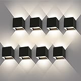 8 Stücke LED wandleuchte Innen/Aussen Einstellbares Lichtstrahl Design Wandlampe 12W Aussenlampe...