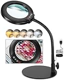 Veemagni 10X Lupe mit Licht und Ständer, 5 Farbmodi stufenlos dimmbare LED...