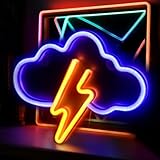 Blau Wolke und Gelb Blitz Neon Schild, Neon Sign, LED Deko, Gaming Deko, Gaming LED, LED Schild,...