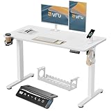 VFU Höhenverstellbarer Schreibtisch 120 x 60 cm mit USB-C Ladeanschluss, Schreibtisch...