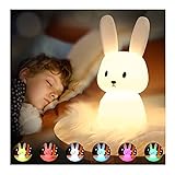 SOLIDEE Bunny Silikon Nachtlicht Kinder USB-Aufladung Nachttischlampe mit 7 Lichtwechsel & Tap...