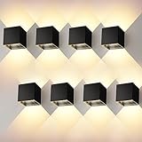 Kingwei 8 Stücke LED Wandleuchten Aussen/Innen 12W Auf und ab Einstellbarer Lichtstrahl LED...
