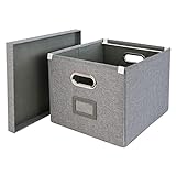HMF Aufbewahrungsbox mit Deckel für DIN A4 Hängeregister | passend für Kallax | 33 x 37,5 x 28 cm...