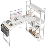 CubiCubi 120 cm Kleiner L-förmiger Computertisch mit Regalen, Eckschreibtisch für das Home Office,...