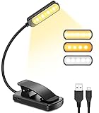 GARITE Leselampe Buch Klemme, Dimmbare Buchlampe mit 9 LED, 3 Helligkeitsmodi (Warm/Kühl/Weiß),...