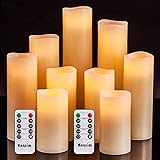 Hanzim LED Kerzen Set von 9 Flammenlose Kerzen Batteriebetriebene Kerzen D2.2xH 4 '5' 6 '7' 8 '9'...
