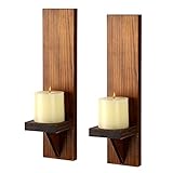 BSTKEY 2er Set Holz Wandkerzenleuchter Dekorative Kerzenhalter Wandmontierte Stumpenkerzenständer...