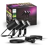 Philips Hue White and Color Ambiance LED Gartenstrahler Lily 3er Basis-Set, dimmbar, bis zu 16...