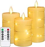 LED-Kerzen, mit eingebetteten Lichterketten, 4' 5' 6' Set aus 3-teiligen flammenlosen Kerzen, mit...