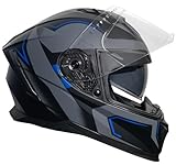 Rallox Helmets Integralhelm 510-3 schwarz/blau RALLOX Motorrad Roller Sturz Helm...