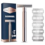 King C. Gillette Rasierhobel Herren, Rasierer + 5 Rasierklingen, Safety Razor mit langlebigen...