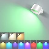 LED Wandlampe Innen RGB Wandleuchte Dimmbar mit Fernbedienung, 360° drehbare 3 Helligkeitsstufen...