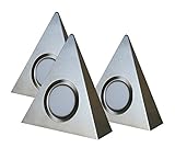 Rolux LED Dreieckleuchten 'DF-1927' 3er Set matt-chrom Edelstahl Zentralschalter 3x 3W 12V 3000K...