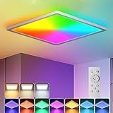 BLNAN LED Deckenleuchte RGB Dimmbar mit Fernbedienung, 24W Deckenlampe Panel mit...