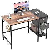 HOMIDEC Schreibtisch, Computertisch PC Tisch mit 2 Schubladen und Kopfhörer Halter, Bürotisch Holz...