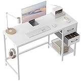 CubiCubi Schreibtisch mit 2 Schubladen und Kopfhörerhaken, 100×50×75cm Kleiner Computertisch,...
