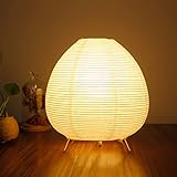 ACMHNC Reispapier Lampe Retro Reispapier Nachttischlampe mit Weiß Schirm Dekoration Schlafzimmer...