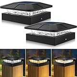 Peasur Pfostenleuchte Solar, 3 Modi 10x10CM Pfostenkappe Solar, Pfostenlichter für Zaunpfosten...