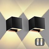 OOWOLF 2 Stücke LED Wandleuchte Innen/Außen, Modern Up Down Wandlampe Mit 2 Ersetzbaren G9 LED...