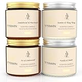 TTRWIN 4er Duftkerzen Set, Duftkerze Jasmin & Ylang Ylang, Sandelholz & Patchouli, Tannen &...