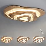 3-Etage LED Deckenleuchte Holz - Geölt Eiche Deckenlampe - Ring Dekorativ Acryl Schirm -...