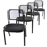 Nexos 4er Set Bürostuhl Konferenzstuhl Besucherstuhl schwarz gepolsterte Sitzfläche stapelbar 52,5...