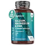 Kalzium Magnesium Zink - 400 Tabletten für 1+ Jahr - Magnesiumoxid mit Vitamin D3, K2, Selen,...