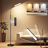 LED Stehlampe Dimmbar 18W 1650LM Schwarz,Standleuchte Wohnzimmer mit 360° Schwanenhals & Unendlich...