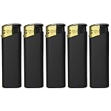 5 Feuerzeuge Schwarz Matt Slim Line Feuerzeug mit Normalflamme Soft Flame Gas...