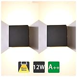 TVGO 12W LED Wandleuchte Innen，2 Stücke Wandbeleuchtung Up und Downlight Modern Design, 3000K...