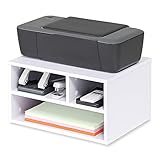 FITUEYES Druckerständer Druckerhalter Holz Weiß mit 3 Fächern Schreibtisch Organizer für Büro...
