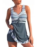 Minetom Damen Bauchweg Bademode Tankini Set Zweiteilig Push Up Badeanzug Strand Schwimmanzug...