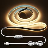 ALITOVE COB LED Streifen 1M Warmweiß 3000K USB Dimmbar LED Strip 320LEDs/m 5V für TV LED...