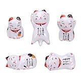 BuyWeek Glückskatze Essstäbchen Rest, 5Pcs/Set Japanische Keramik Lucky Cat Essstäbchen Halter...