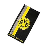 Borussia Dortmund Duschtuch mit Logo im Streifenmuster, Baumwolle , Schwarz/Gelb, 70 x 140 cm