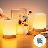 Bonsery LED Nachttischlampe Touch Dimmbar 2er set mit 3 Modi, USB Aufladbar Led Akku Tischlampe...