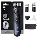 Braun Barttrimmer Series 7, Elektrischer Bartschneider Herren mit 6 Zubehörteile, Ultrascharfe...